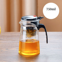Théière en verre transparent de haute qualité avec infuseur intégré et filtre amovible pour thé en vrac