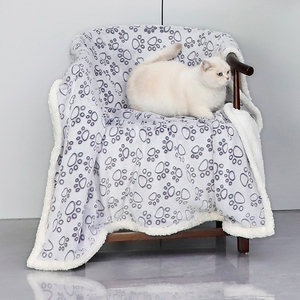 بطانية قطة وكلب مطبوعة على شكل كلب ومخبوطة للكلب مقاومة للاهتراء بطانية بشرية مريحة من القطن الصوفي - Product Image 3