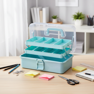 Durable Eco-Friendly PP Modern Organizing <strong>Container</strong> Multifunctional Colorful <strong>Plastic</strong> Storage Tote <strong>Lid</strong> Handle Big Stackable - Product Image 1