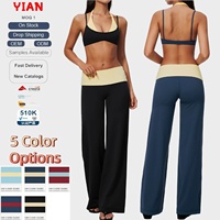 Ensemble de yoga pour femme : Soutien-gorge de sport à col halter et blocs de couleur, pantalon large à taille pliée, avec coussinets amovibles, tenue d'entraînement douce, 5 couleurs