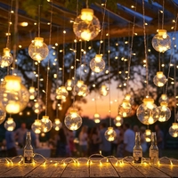 Guirlande lumineuse LED en plastique pour intérieur et extérieur, camping, étoiles, lune, Noël, décorations de fêtes, boule votive, éclairage 8 modes, rechargeable