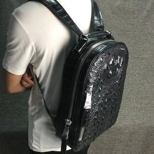 Sac à dos en cuir véritable pour homme, grande capacité 20-35L, fermeture éclair simple, design classique, doublure intérieure en cuir de vache - Product Image 6