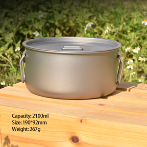 2.1L Pure Titanium Ultralight 267g <b>Camp</b> Cooking Pot Foldable Handle for Backpacking & Camping - Product Image 5