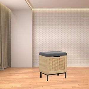 Natural Rattan Brown <strong>Storage</strong> <strong>Stool</strong> Multifunctional Dumbbell <strong>Storage</strong> <strong>Stool</strong> Sturdy Metal Legs Baul <strong>Stool</strong> <strong>Storage</strong> - Product Image 5