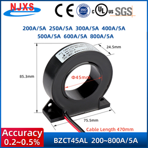 Transformador de Corriente NJXS 10A 30A 50A 100A 150A 200A 400A 600A 800A para Medidor Inteligente 100/5 200/5 Transformador de Corriente de Circuito Cerrado - Product Image 6