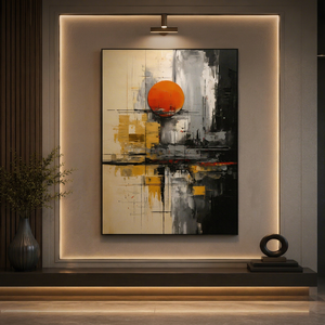 Peinture murale contemporaine en acrylique sur toile, motif soleil, faite à la main, décoration intérieure abstraite, décoration de luxe faite à la main pour la maison - Product Image 1