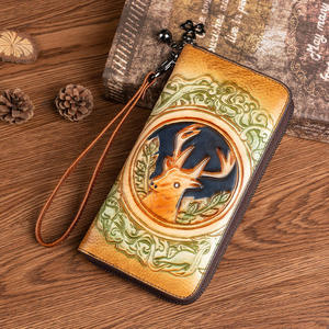 AndoBag Cartera Larga Vintage con Cabeza de Ciervo para Mujer, Cartera de Cuero Vacuno Genuino de Gran Capacidad, Monedero Tipo Clutch para Damas 88015 - Product Image 2