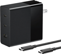 Adaptateur secteur GaN 100W USB-C 3 ports, charge rapide PD, prise rétractable, idéal pour les voyages, noir, pour ThinkPad MacBook