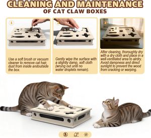 Wooden <strong>Cat</strong> <strong>Scratch</strong> Puzzle Enrichment <strong>Box</strong> <strong>Cat</strong> Nail File Enrichment <strong>Box</strong> with Sandpaper Inside Stress Free <strong>Cat</strong> Nail File <strong>Box</strong> - Product Image 2