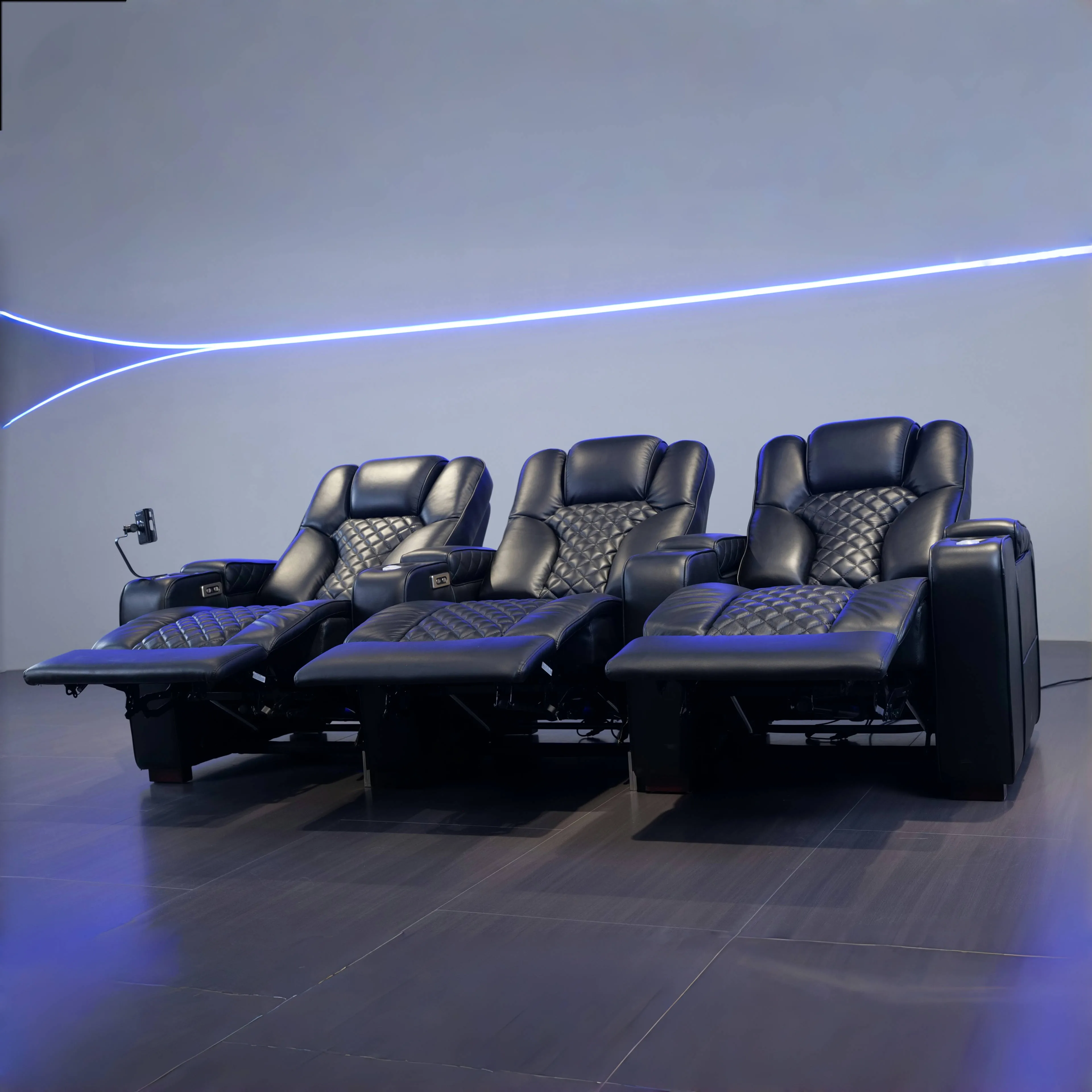 Sofá reclinável com pinos de diamante preto, mobília para Home Theater, sofá reclinável elétrico ajustável