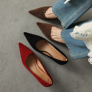Elegant Women Shoes 2025 Spring Vintage Kid Suede High Quality Pointed Toe Dress Party Office Pumps Mid <b>Heel</b> Lady Footwear 35-42 - Product Image 4