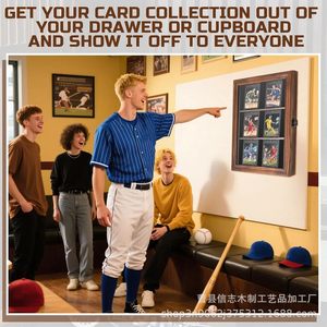 Wooden Card <b>Display</b> Rack 3 Tier <b>Wall</b> Mounted Storage For Sports Cards Collectibles Hobby <b>Display</b> <b>Case</b> - Product Image 3
