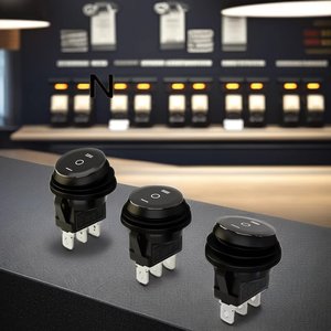 Kcd1 <span class=keywords><strong>mini</strong></span> đơn cực Rocker chuyển 250VAC 20 mét Vòng thuyền tròn chuyển đổi trong màu đen đỏ xanh xanh với 3pin PA66 chất liệu - Product Image 3