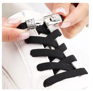Elastic Laces Sneakers Diamond Cross Locks Shoelaces Without ties Kids Adult 8MM Width No Tie Shoe lace charms