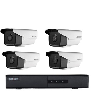 Kit de surveillance Hikvision 4Mp PoE, caméra réseau extérieure 4 canaux avec vision nocturne, étanche, détection de mouvement - Product Image 1
