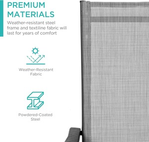 Chaise longue pliante d'extérieur en textile respirant réglable multi-positions avec cadre métallique antirouille - Product Image 4