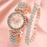 Magnifique Ensemble de Montre, Bracelet Papillon, Bague et Collier Boucles d'Oreilles pour Femme, Petit Cadran, Cadeau pour Petite Amie