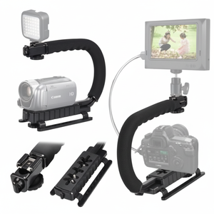 Professional Video Handle <b>Grip</b> Aluminum Alloy Cold <b>Shoe</b> Mount Quick Release Camera Support <b>for</b> Action Shooting - Product Image 1