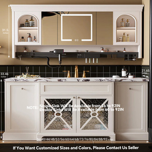 Mobile <span class=keywords><strong>Bagno</strong></span> Moderno in Stile Francese, Lavabo Personalizzabile, Armadietto con Specchio in Legno Massello e Specchio Intelligente - Product Image 6