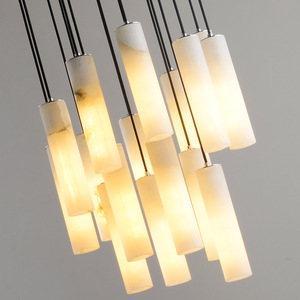 Copper Marble Chandelier 7 Heads <b>Led</b> <b>Lights</b> Round Black Pendant <b>Light</b> For Villa Courtyard Apartment - Product Image 4