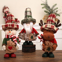 Figuras Decorativas de Mesa con Diseño Retro a Cuadros de Muñecos de Nieve y Renos para Navidad, Invierno, Hogar, Repisa de Chimenea, Fiesta, Regalo