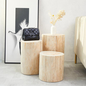 Taburete de madera nórdico con forma de tronco, artesanía en madera de color natural, para florero de suelo, tiendas de ropa y decoración del hogar - Product Image 2