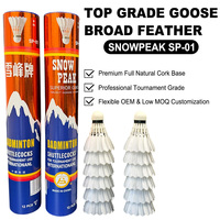 Volant de badminton professionnel SNOWPEAK SP-01 BWF en plumes d'oie, performance de vol de qualité supérieure, faible MOQ, personnalisable