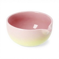 Nouveau design – Bol à matcha dégradé rose et jaune avec bec verseur pour les amateurs de matcha – Chawan en céramique – Ensemble à matcha personnalisé
