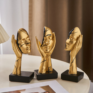 Sculpture Visage Humain Modèle Triple - Décor Table Résine Par Shri Handicrafts