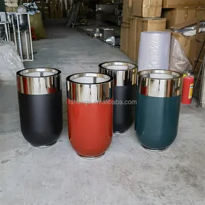 Black and gold flower pots stainless steel metal planters outdoor indoor plant pots for hotel decoration