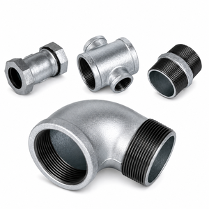 <span class=keywords><strong>Coude</strong></span> 90 degrés M/F BSPT Filetage EN 10242 Raccords en fonte malléable Galvanisé GI 1/2" 3/4" 1" 2" - Product Image 1
