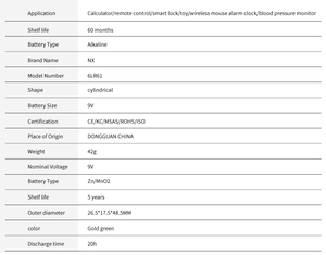 Batteria alcalina 9V, batteria da <span class=keywords><strong>9</strong></span> volt, microfono universale per microfono senza fili batteria 6 lr61 - Product Image 4