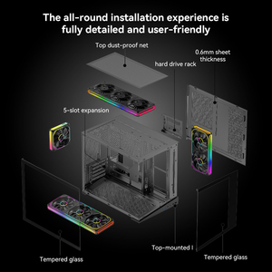 علبة كمبيوتر للألعاب من زيروماستر مع مراوح RGB، علب وأبراج كمبيوتر بزجاج مقوى، علبة <span class=keywords><strong>ATX</strong></span> لسطح المكتب - Product Image 6