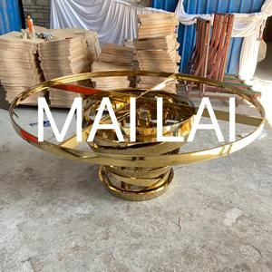 Mesa de comedor redonda de acero inoxidable, base redonda, mesas para bodas y eventos - Product Image 5