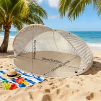 Tente de plage 2 personnes quatre saisons triple couche, installation rapide en 2 secondes, abri solaire pop-up sans assemblage, auvent portable pour pique-nique en extérieur