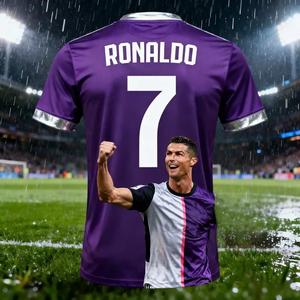 Ronaldo 7 AI Football Jersey Fan Edition Atasan Latihan Sepak Bola untuk Dewasa dan Anak-anak Pakaian Olahraga Kasual Nyaman Musim Panas - Product Image 1