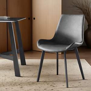 Silla de Comedor Moderna Tapizada en Cuero Negro Estilo Adulto - Product Image 1