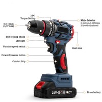 Perceuse électrique sans fil au lithium 21V, rechargeable, multifonction, haute puissance, pour usage domestique