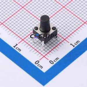 YTS1R0012JBT00 Tactile Switch Through hole Component THT-4P,6x6mm Switch Single Pole Single Throw Round Button 2.5N Through Hole - Product Image 1