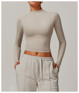 Nouvel ensemble de sport 2 pièces pour <span class=keywords><strong>femme</strong></span>, coupe ample unie, comprenant un débardeur de yoga à manches longues, un pantalon de jogging, un sweat-shirt, un gilet et une brassière de sport - Product Image 6