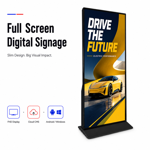 Interactive Full Screen Vertical LCD Advertising Display Panel Floor-Standing Touch Screen for Elevators & Retail Stores