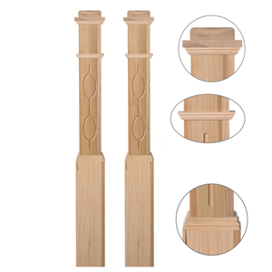 Poteau de balustrade en bois de style rustique, chêne, peuplier, décoratif, style ferme - Product Image 1