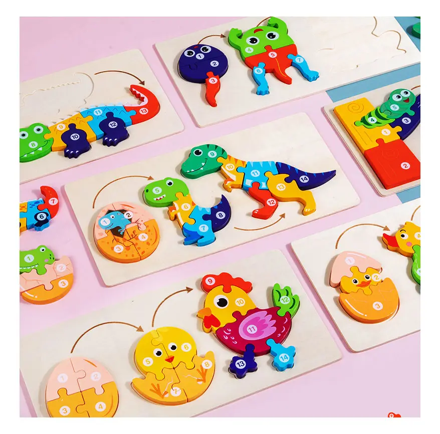 High quality custom baby 3d kids wood animal puzzle children jigsaw puzzle educational wooden toys