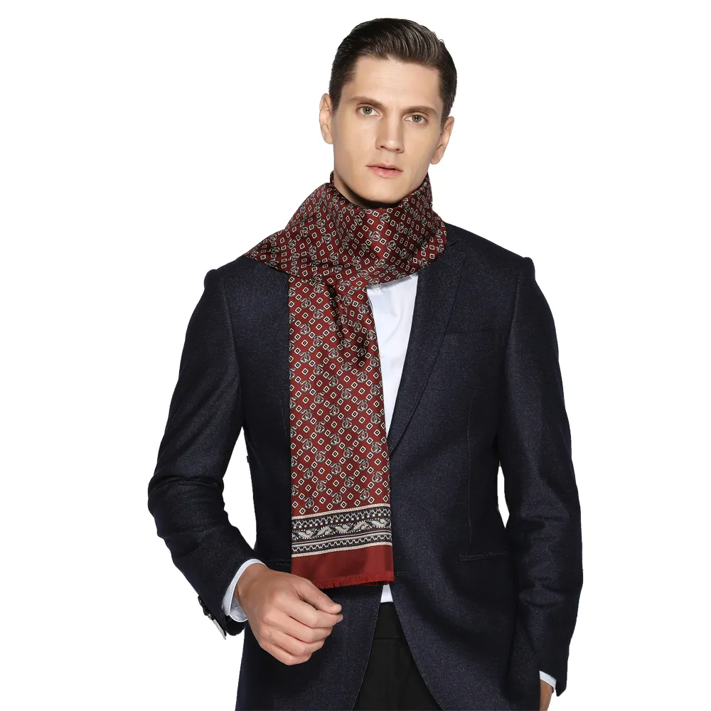 Bufanda de seda pura de diseñador para hombre, bufandas de lujo lisas de estilo árabe de Cachemira, bufandas con estilo para negocios, atuendo formal AA