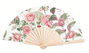 Custom Printing Fabric Foldable Wood High Quality Personalized Bamboo <b>Hand</b> <b>Held</b> <b>Fans</b> - Product Image 4