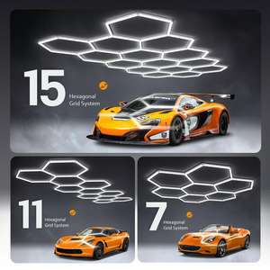 Lámpara de Garaje Hexagonal Moderna de 6000K, Lámpara Decorativa Especial Rectangular para Garaje, Sótano, Almacén, Taller de Belleza Automotriz, Tienda de Automóviles - Product Image 6