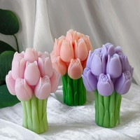 Moule en silicone pour bougie en forme de fleur de tulipe, réutilisable, écologique, non toxique, antiadhésif, résistant à la chaleur, facile à démouler, compatible four et lave-vaisselle