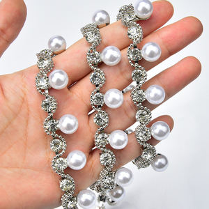 Strass perle garniture verre cristal perles blanches frange perles chaîne <span class=keywords><strong>d</strong></span>écoration ceinture pour vêtements chaussures embellissement bricolage - Product Image 3