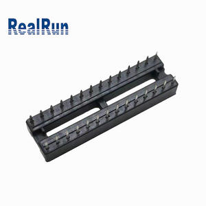 2,54 conector do mergulho da fileira 2,54 dobro do Pin do soquete 28 do SIP com terminal liso através do furo para encabeçamento do adaptador do PWB dos CI - Product Image 4