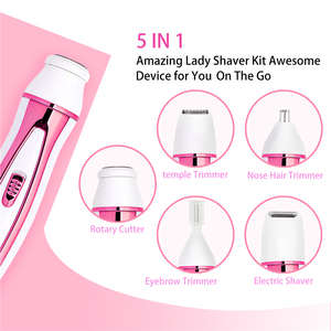 5 in 1 Dei Capelli Della Signora Trimmer Indolore Gambe delle Donne Viso Sopracciglio Rasoio Mini Epilatore Elettrico di Rimozione Dei Capelli Facciali - Product Image 4